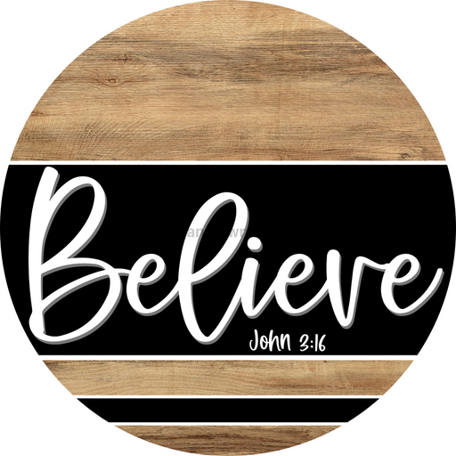 Wooden Believe Door Hanger, DCO-13728-DH, 18in Wood Sign