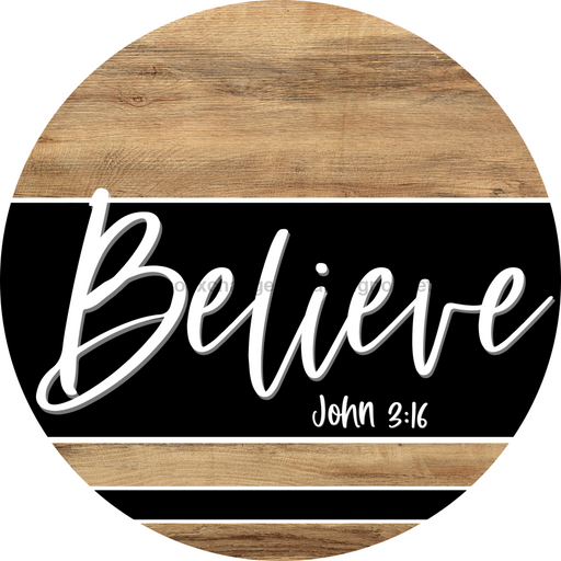 Wooden Believe Door Hanger, DCO-13729-DH, 18in Wood Sign