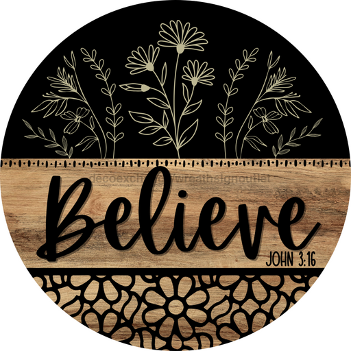 Wooden Believe Door Hanger, DCO-13734-DH, 18in Wood Sign