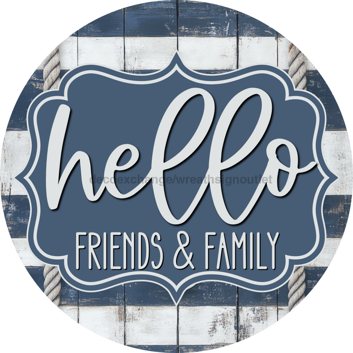 Wooden Nautical Hello Door Hanger, DCO-13688-DH, 18in Wood Sign