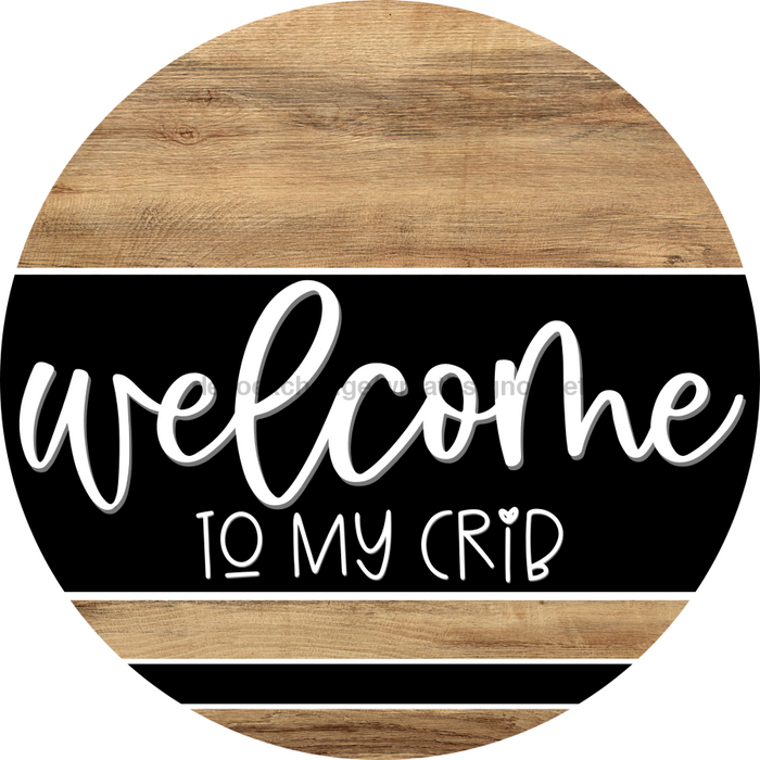 Wooden Welcome Door Hanger, Crib, DCO-13722-DH, 18in Wood Sign