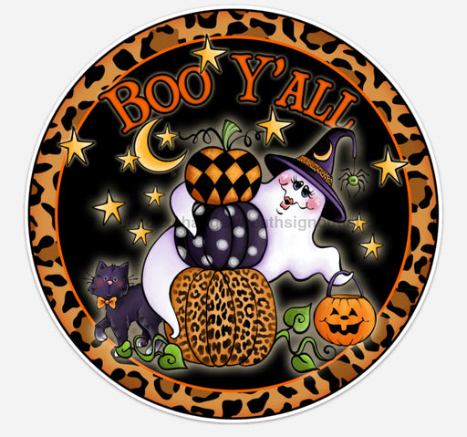 Wreath Sign, 10" Round Vinyl Decal - Boo Yall - DECOE-046, DecoExchange, Sign For Wreaths - DecoExchange