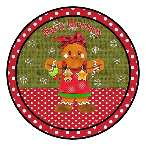 Wreath Sign, 10" Round Vinyl Decal - Christmas Gingerbread - DECOE-071, DecoExchange, Sign For Wreath - DecoExchange