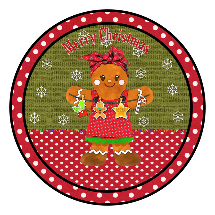 Wreath Sign, 10" Round Vinyl Decal - Christmas Gingerbread - DECOE-071, DecoExchange, Sign For Wreath - DecoExchange