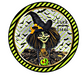 Wreath Sign, 10" Round Vinyl Decal - Halloween Witch - Green Edge - DECOE-042, DecoExchange, Sign For Wreaths - DecoExchange