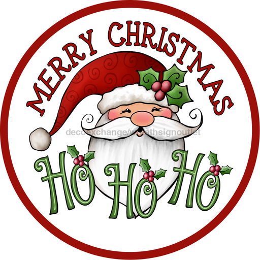 Wreath Sign, 10" Round Vinyl Decal - Santa - DECOE-045, DecoExchange, Sign For Wreaths - DecoExchange