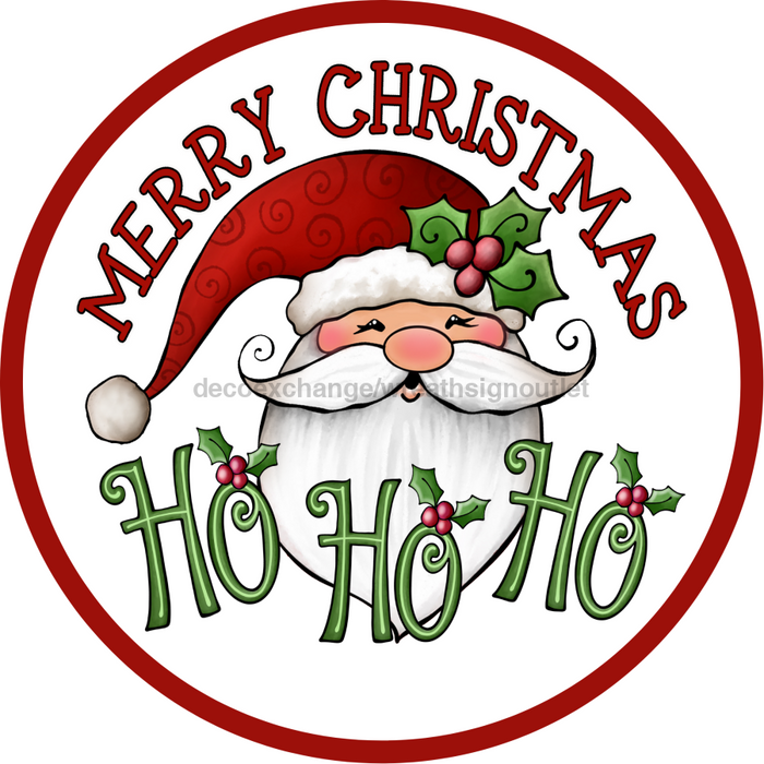 Wreath Sign, 10" Round Vinyl Decal - Santa - DECOE-045, DecoExchange, Sign For Wreaths - DecoExchange