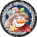 Wreath Sign, 10" Round Vinyl Decal - Star Snowman Black/White - DECOE-088, DecoExchange, Sign For Wreaths - DecoExchange