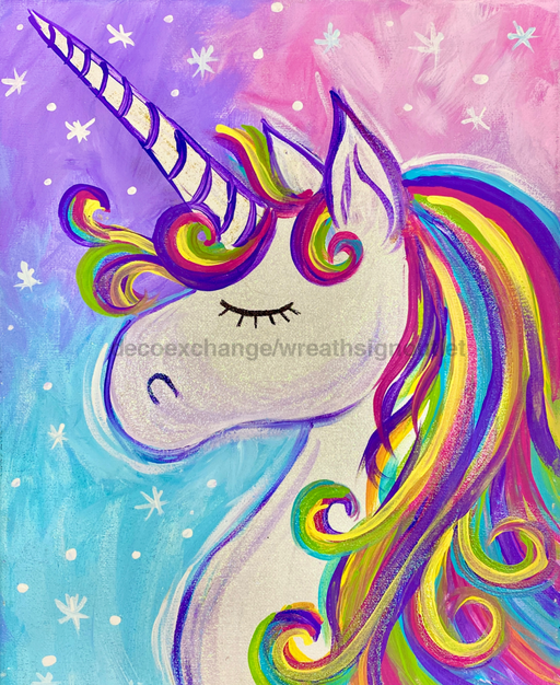 Wreath Sign, 10x10", Unicorn Sign, Animal Sign, CH-011, DecoExchange, Sign For Wreath - DecoExchange