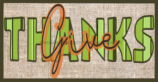 Wreath Sign, 12x6" Fall - Give Thanks Burlap - Metal Sign - DECOE-198, DecoExchange, Sign For Wreaths - DecoExchange