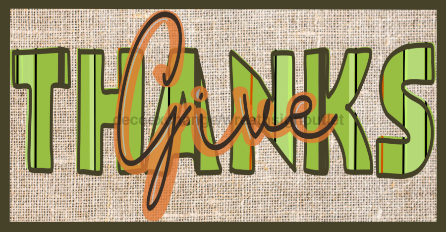 Wreath Sign, 12x6" Fall - Give Thanks Burlap - Metal Sign - DECOE-198, DecoExchange, Sign For Wreaths - DecoExchange