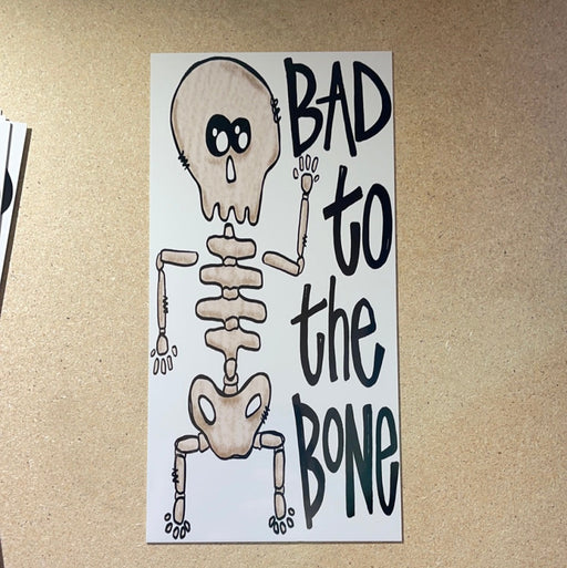 Wreath Sign, 12x6" Halloween Male Skeleton - Bad To The Bone- Metal Sign - DECOE-079, Sign For Wreath, DecoExchange - DecoExchange
