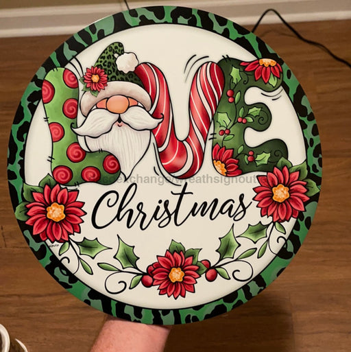 Wreath Sign, 18" Wood Round LOVE Christmas Sign - DECOE-026, DecoExchange, Sign For Wreaths