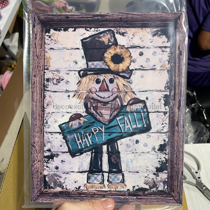 Wreath Sign, 8x10 Framed Scarecrow (lighter), Metal Sign, Fall Sign DecoExchange, Sign For Wreath - DecoExchange