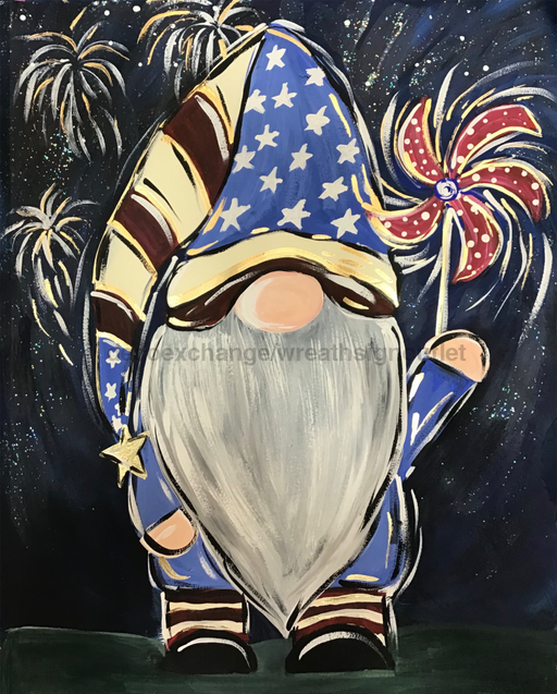 Wreath Sign, 8x10" Patriotic Gnome Sign, Metal Sign, CH-019, Sign For Wreath, DecoExchange - DecoExchange