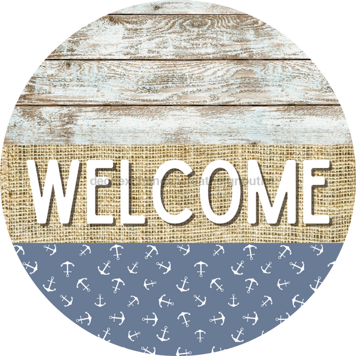 Wreath Sign, Anchor Sign, Crustaceancore Sign, DECOE-2085, Sign For Wreath, Round Sign, DecoExchange - DecoExchange®