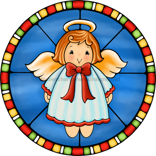 Wreath Sign, Angel Sign, Christmas Sign, Stained Glass, DECOE-1100, Sign For Wreath, DecoExchange - DecoExchange®