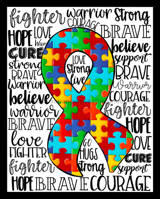 Wreath Sign, Awareness Sign, Autism, 8x10" Metal Sign DECOE-890, Sign For Wreath, DecoExchange - DecoExchange