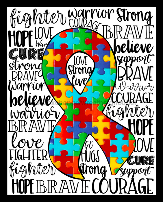 Wreath Sign, Awareness Sign, Autism, 8x10" Metal Sign DECOE-890, Sign For Wreath, DecoExchange - DecoExchange
