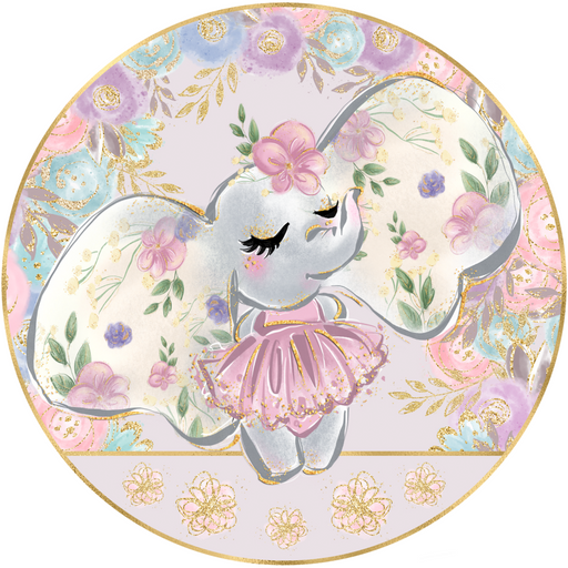 Wreath Sign, Ballerina Elephant, Round Easter Sign, Glam Easter Sign, DECOE-517, Sign For Wreath, DecoExchange - DecoExchange