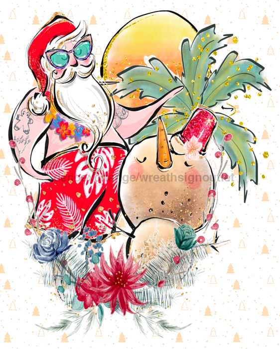 Wreath Sign, Beach Christmas, Christmas Sign, 8"x10" Metal Sign, DECOE-969, Sign For Wreath, DecoExchange - DecoExchange