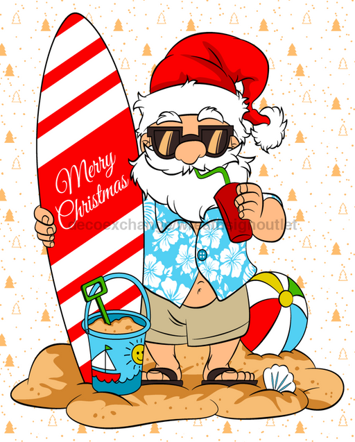 Wreath Sign, Beach Christmas, Christmas Sign, 8"x10" Metal Sign, DECOE-970, Sign For Wreath, DecoExchange - DecoExchange