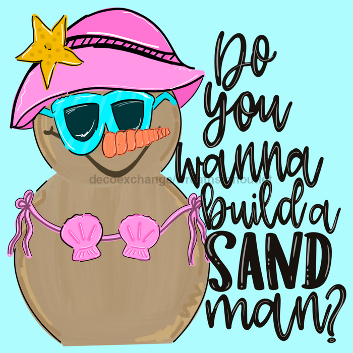 Wreath Sign, Beach Christmas, Build A Sandman, Christmas Sign, 10"x10" Metal Sign, DECOE-947, Sign For Wreath, DecoExchange - DecoExchange