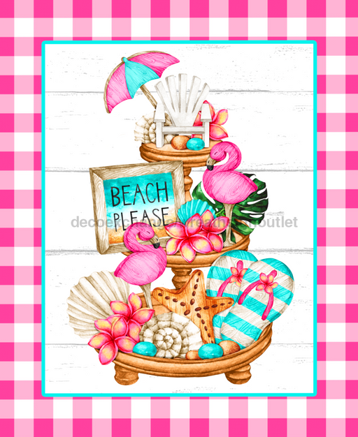 Wreath Sign, Beach Sign, Beach Please, 8x10" Metal Sign, DECOE-443, DecoExchange, Sign For Wreath - DecoExchange