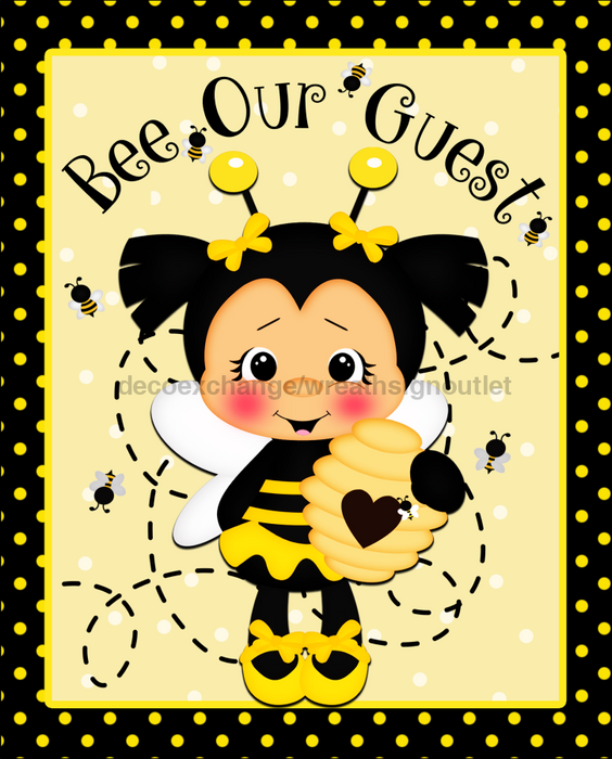 Wreath Sign, Bee Summer Sign, 8x10" Metal Sign, DECOE-549, DecoExchange, Sign For Wreath - DecoExchange