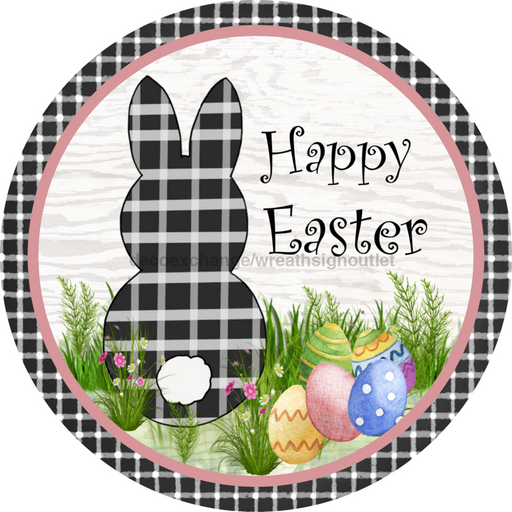 Wreath Sign, Black and White Easter, Round Easter Sign, DECOE-521, Sign For Wreath, DecoExchange - DecoExchange