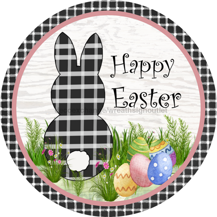 Wreath Sign, Black and White Easter, Round Easter Sign, DECOE-521, Sign For Wreath, DecoExchange - DecoExchange