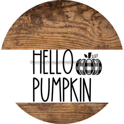 Wreath Sign Black And White Fall Hello Pumpkin Decoe-2347 For Round 10 Metal