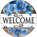 Wreath Sign, Blue Flowers Sign, Welcome Sign, Round Sign, DECOE-509, Sign For Wreath, DecoExchange - DecoExchange
