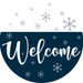 Wreath Sign, Blue Winter Welcome, Christmas Sign, 18" Wood Round,  Sign, DECOE-565, DecoExchange, Sign For Wreath