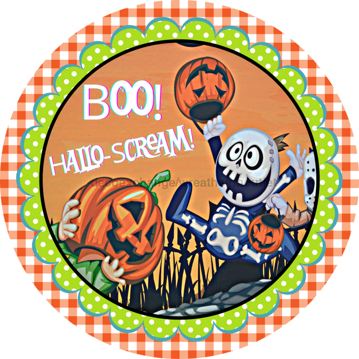 Wreath Sign, Boo Sign, Halloween Sign, DECOE-1162, Sign For Wreath, Round Sign, DecoExchange - DecoExchange®