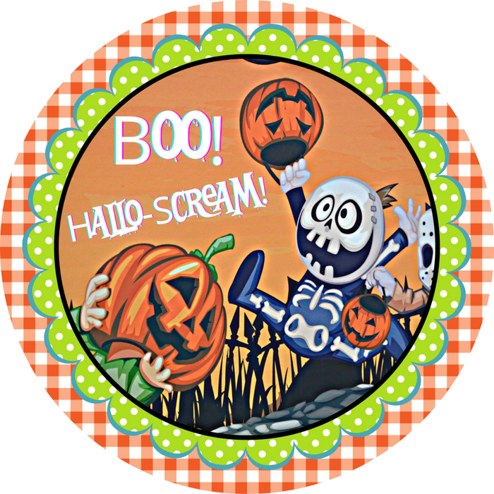 Wreath Sign, Boo Sign, Halloween Sign, DECOE-1162, Sign For Wreath, Round Sign, DecoExchange - DecoExchange®