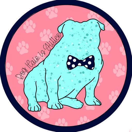 Wreath Sign, Bulldog Sign, Pet Sign, Dog Glitter Sign, 18" Wood Round  Sign CR-042, DecoExchange, Sign For Wreath