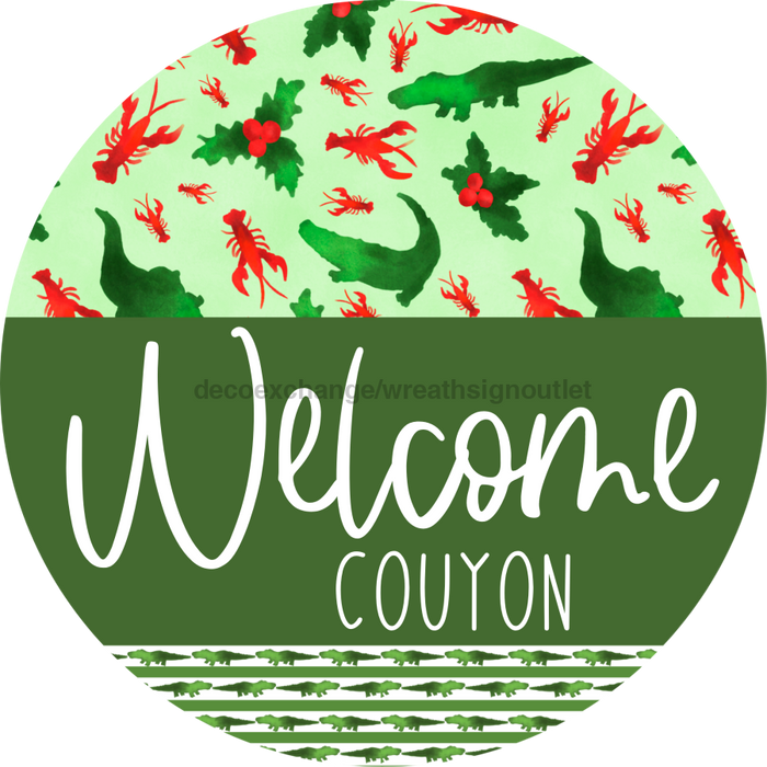 Wreath Sign Cajun Christmas Welcome Couyon Gift Decoe-2639 For Round Decoexchange