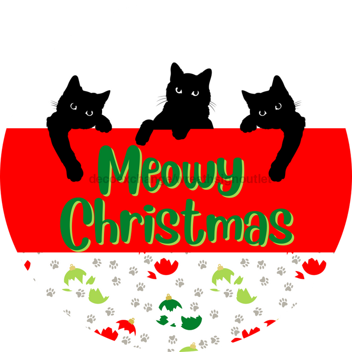 Wreath Sign, Cat Sign, Christmas Sign, Funny Cat Sign, DECOE-2122, Sign For Wreath, Round Sign, DecoExchange - DecoExchange®