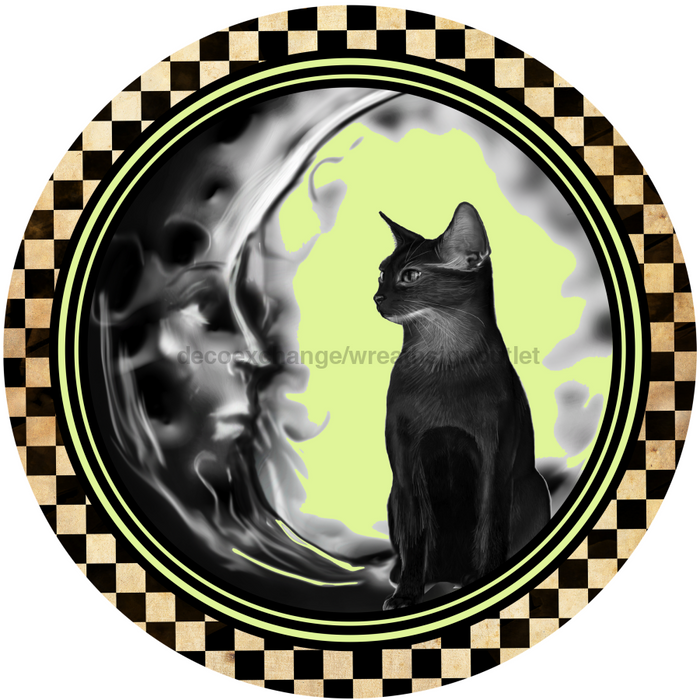 Wreath Sign, Cat Sign, Halloween Sign, DECOE-1017, Sign For Wreath, DecoExchange - DecoExchange®