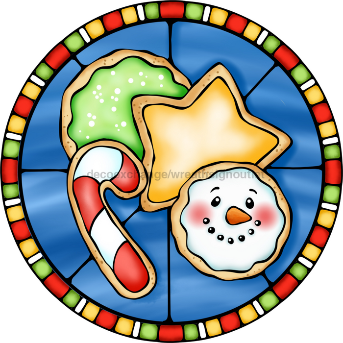 Wreath Sign, Christmas Cookies Sign, Christmas Sign, Stained Glass, DECOE-1106, Sign For Wreath, DecoExchange - DecoExchange®