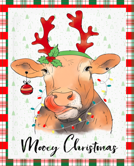 Wreath Sign, Christmas Cow, Christmas Sign, 8"x10" Metal Sign, DECOE-952, Sign For Wreath, DecoExchange - DecoExchange