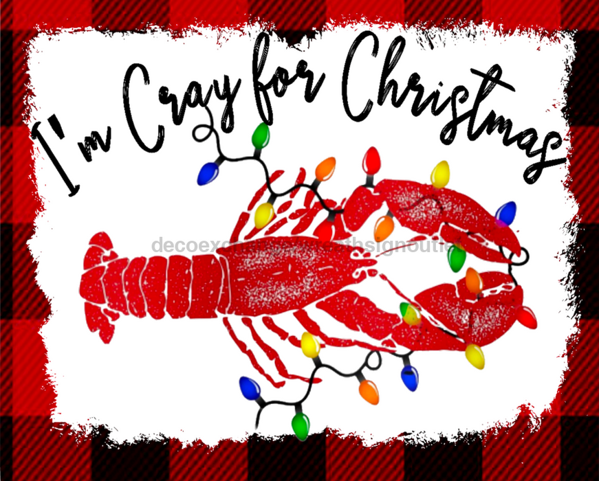 Wreath Sign, Christmas - Crawfish Sign - 8x10" Metal Sign DECOE-232, Sign For Wreath, DecoExchange - DecoExchange