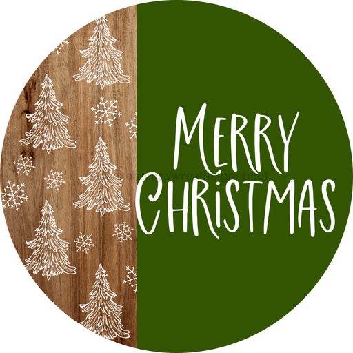 Wreath Sign Christmas Door Hanger Merry Green And White Decoe-2640 For Round 18 Wood