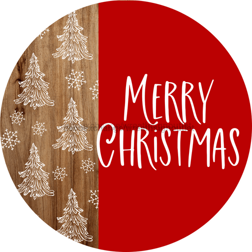 Wreath Sign Christmas Door Hanger Merry Red And White Decoe-2641 For Round 18 Wood
