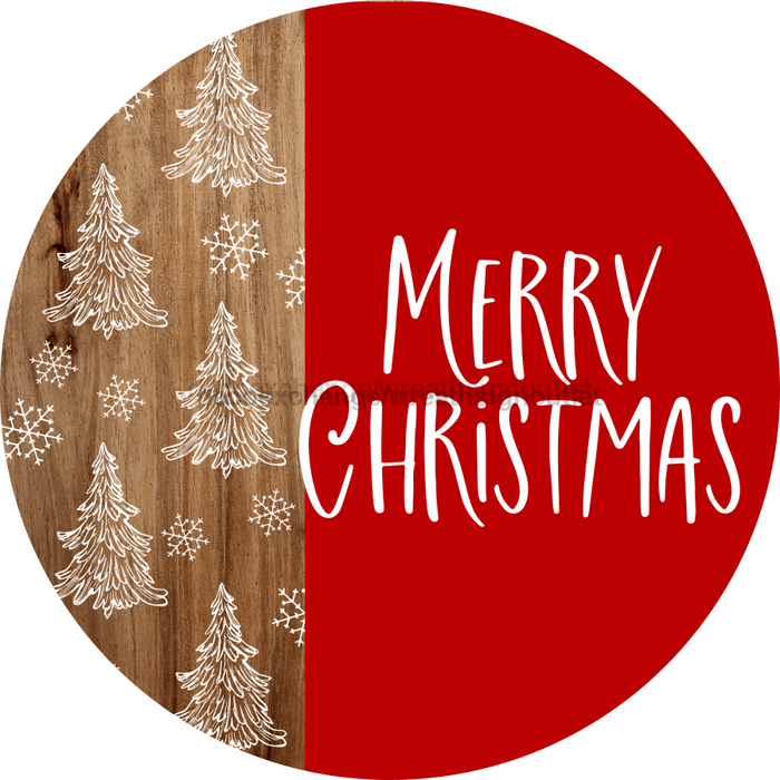 Wreath Sign Christmas Door Hanger Merry Red And White Decoe-2641 For Round 18 Wood