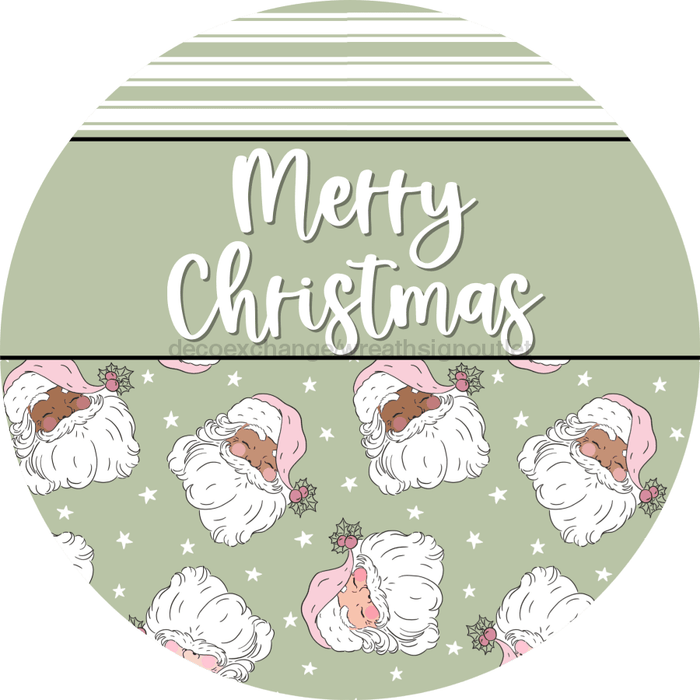 Wreath Sign Christmas Door Hanger Merry Vintage Santa Decoe-2377 For Round 18 Wood