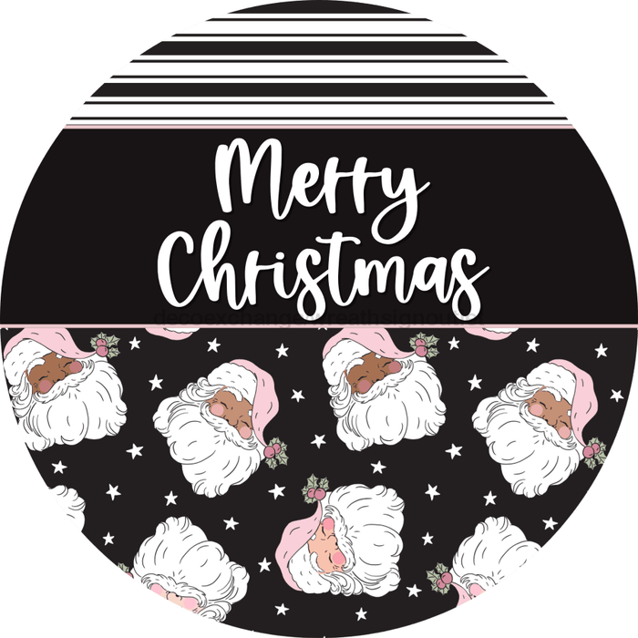 Wreath Sign Christmas Door Hanger Merry Vintage Santa Decoe-2379 For Round 18 Wood