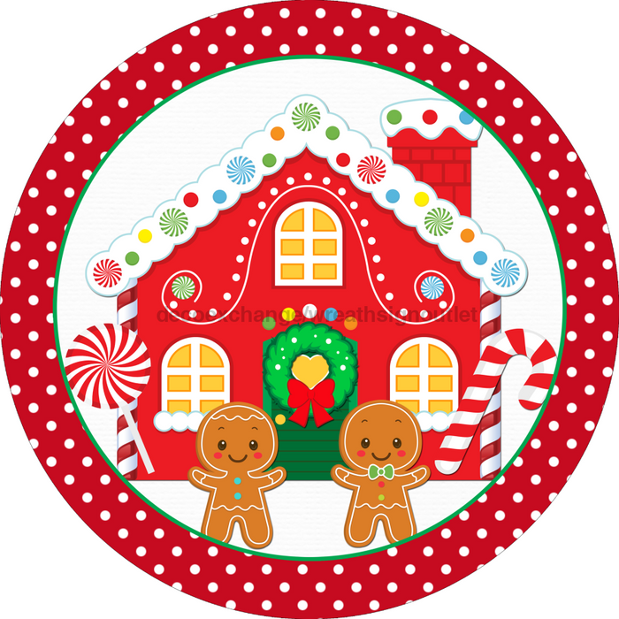 Wreath Sign, Christmas Sign, Gingerbread, 12" Round, Metal Sign, DECOE-116, DecoExchange, Sign For Wreath - DecoExchange