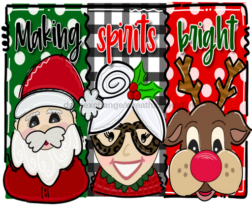 Wreath Sign, Christmas - Making Spirits Bright - 8x10"Metal Sign DECOE-163, Sign For Wreath, DecoExchange - DecoExchange